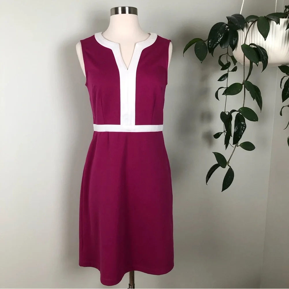 Ann Taylor Pink Sheath Dress Womens Size 2 Retro Preppy - Picture 2 of 7